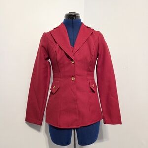 Vintage Handmade Red Blazer and Vest Set Size 5